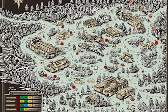 create a custom map illustration in vector style