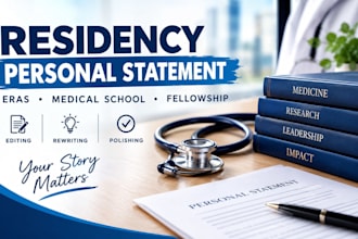 edit your residency statement, eras, medical school or fellowship application