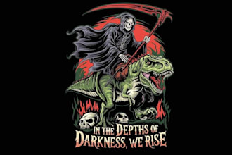 design hunting reaper skull racing logo with dark illustration style