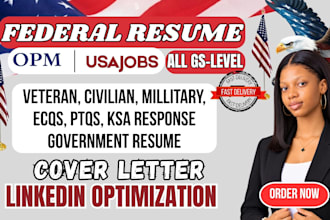 write a professional federal resume for USA, government jobs