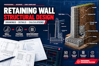 design retaining wall structural drawings and details