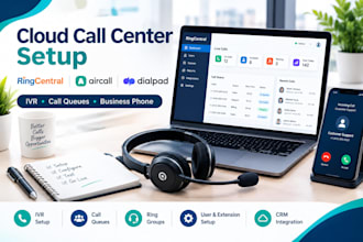 setup ringcentral, aircall, dialpad, or cloud call center for business