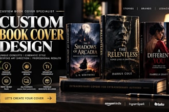design luxury custom book cover cinematic typography author branding for authors
