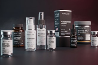 design peptide sarms supplement spray cosmetic label vial and packaging design