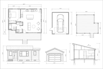 draw city permit blueprints, architect 2d floor plan adu, garage, deck drawings