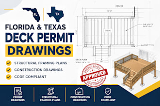 prepare florida and texas deck permit drawings and framing plans