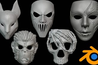 do custom 3d mask design, anime mask, oni mask , halloween mask for 3d printing