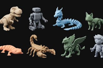 create custom 3d articulated model bidget 3d flexi toy dragon bjd doll