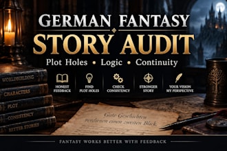 beta read your german fantasy manuscript for plot holes and logic issues
