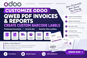 customize odoo qweb PDF invoices reports and create custom barcode labels
