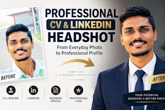 create a professional CV resume and linkedin profile photo