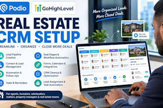 set up podio crm and gohighlevel for real estate