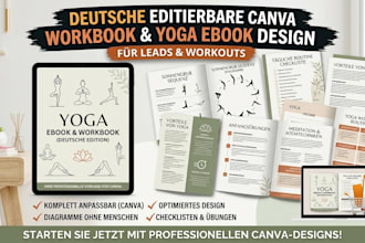 do german editable canva workbook yoga ebook design lead magnet freebie workout