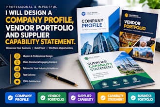 design a company profile vendor portfolio and supplier capability statement