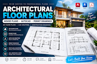 create architectural house plans, 2d floor plans, autocad blueprints and permit
