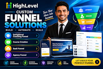 design gohighlevel coaching funnel, course creation, saas funnel, agency funnel