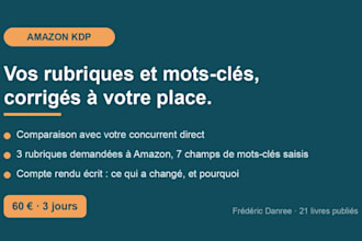 corriger les rubriques et mots cles de votre livre amazon KDP a votre place