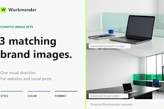 create 3 matching ai brand images with comfyui