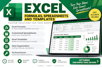 create excel formulas, spreadsheets and templates