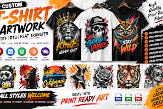 create halftone dtf and dtg print ready files for t shirts