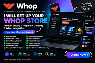 setup your whop store, whop integration payment gateway product listing whop api