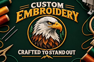 digitize image for embroidery design and custom patch embroidery in dst pes