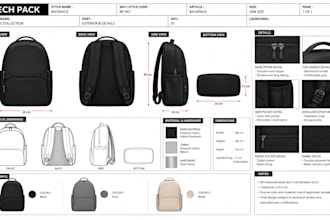 design and create backpack, handbag, luggage, duffel bag, wallet with tech pack
