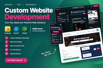 do custom website development, javascript, reactjs, nodejs