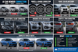 correct ai car renders to match the original source image