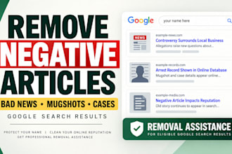 remove negative articles, bad news and mugshots cases from google links