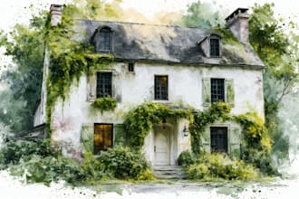 do an watercolor house portrait