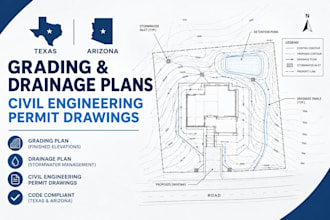 draw texas and arizona grading drainage plans and civil permit drawings