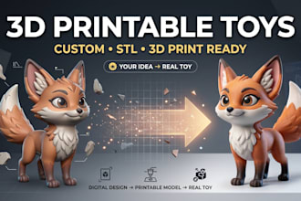 design 3d printable toy, 3d figure, 3d articulated toy, toy modeling, stl file