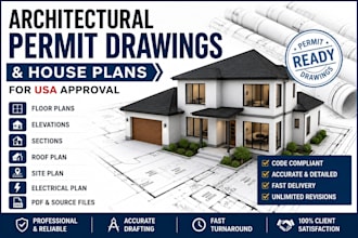 create architectural permit drawings plans for USA approval