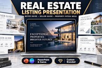 design real estate listing presentation, buyer seller guide, property pitch deck