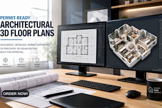 provide architectural autocad 2d 3d floor plan design for permit approval