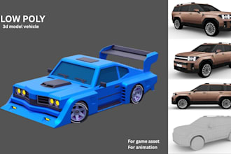 create 3d low poly vehicles and game assets
