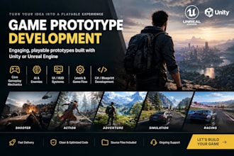 create playable game prototypes and mvps for in unity and unreal engine