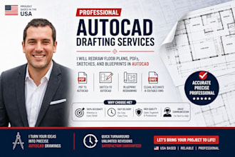 redraw floor plans, pdfs, sketches, and blueprints in autocad