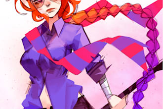 draw a custom half body anime character illustration