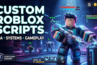 do roblox lua scripting, ui scripting, bug fixing, leaderboards, gameplay system