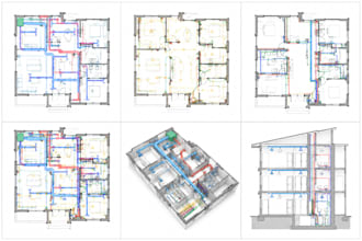draft hvac ductwork, electrical layouts and plumbing drawings