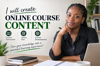 create online course content, course curriculum, lesson plan, course development