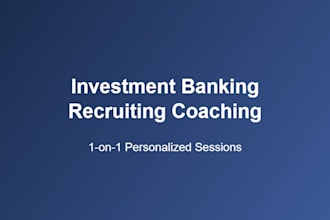coach you through landing a finance or investment banking job