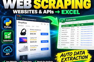 scrape websites using python, selenium and API