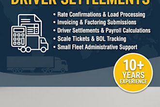 do freight billing, driver settlements and trucking administrative support