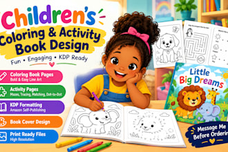 design coloring book pages, activity book and amazon KDP coloring book
