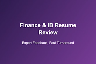 review and improve your investment banking or finance resume