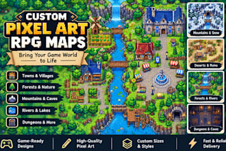 create custom 2d top down pixel tileset art rpg maps asset for your game