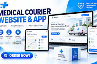 build medical courier website, design logo and banner, courier delivery app